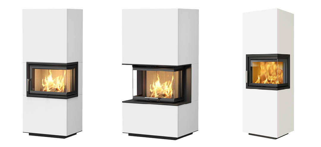 Drei komplette Kamine mit Kamineinsatz und Kaminumrandung