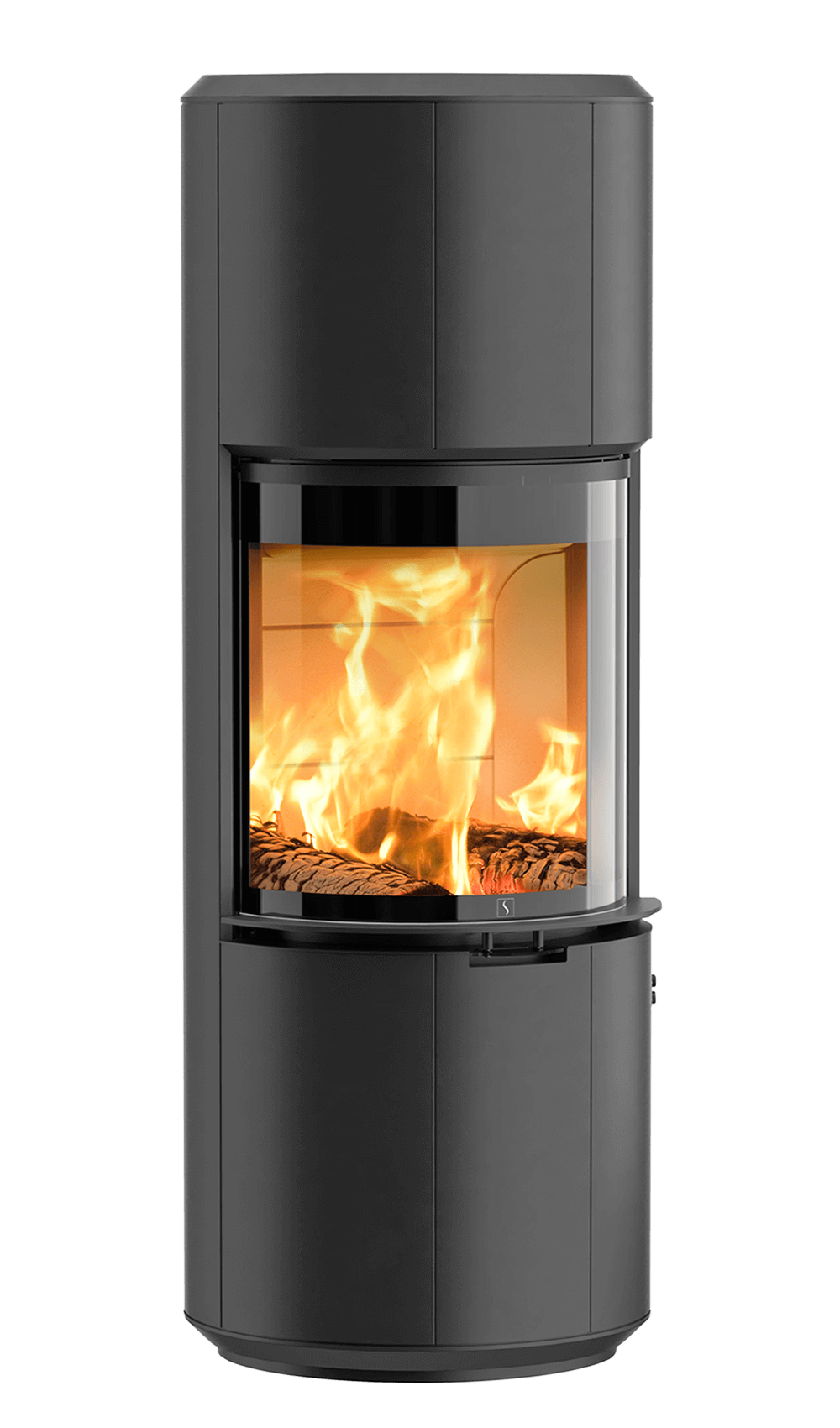 Großer schwarzer runder Kamin Scan 87