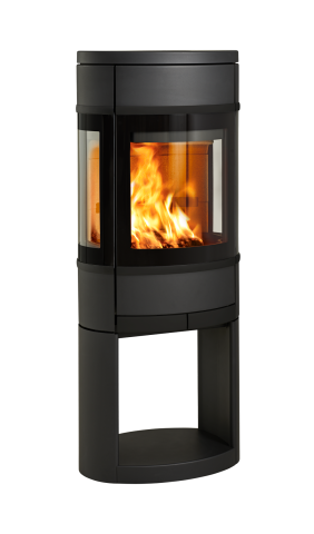 Sort oval vedovn med sideglass og åpen base for ved Scan 68-11