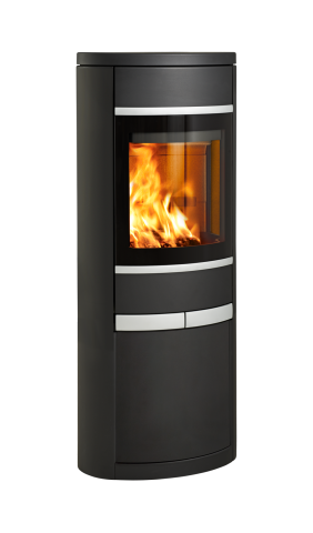 Sort oval vedovn med sideglass aluminiumshåndtak og pyntelister Scan 68-14